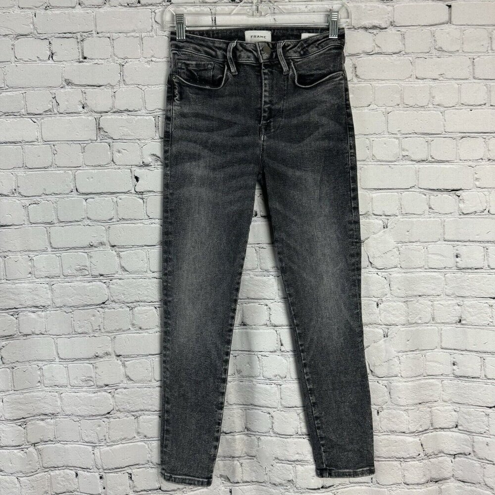FRAME Denim Womens 1 US 23 Le One Skinny Crop High Rise Stretch Hughes Wash